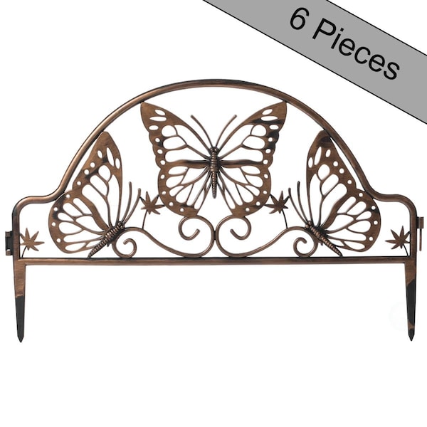 Invernaculo 11.5 x 19.5 x 0.10 in. Butterfly Design Plastic Fence Edging Landscape Border, Bronze, 6PK IN3718824 - main